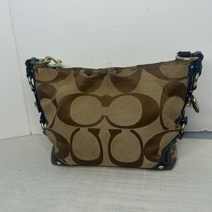 COACH Authentic Brown & Tan Monogram Handbag 10619